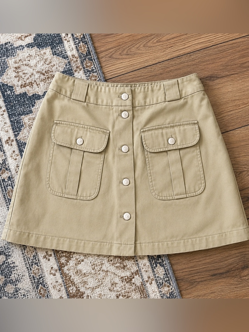 Vintage GAP 90s Classic Khaki Button Front Cargo Skirt Size 10 Medium